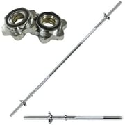 ULTIMAX Barbell Weight Bar Straight Weight Lifiting Bar Straight Threaded Bar 1 inch Diameter Solid Steel Bar with Spinlock Nuts 120 cm