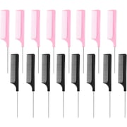 Boao 16 Pieces Metal Rat Tail Combs Black Pink Pintail Hair Combs Salon Fiber Back Combs for Women Girls Hair Styling at Home Salon (Black and Pink) Boao 16 Pieces Metal Rat Tail Combs Black Pink Pintail Hair Combs Salon Fiber Back Combs for Women Girls Hair Styling at Home Salon (Black and Pink)