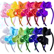 SIQUK 2 Pieces Ribbon Headband With Bow Boutique Grosgrain Headbands Hair For Girls, Colors