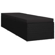 Vidaxl Sun Lounger With Cushion And Tea Table Poly Rattan Black Vidaxl Sun Lounger With Cushion And Tea Table Poly Rattan Black