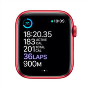 ساعة أبل الذكية سيريس 6 لون أحمر مع سوار رياضي