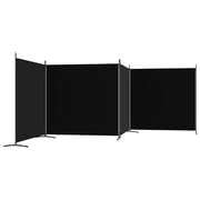 vidaXL 4-Panel Room Divider Black 698x180 cm Fabric vidaXL 4-Panel Room Divider Black 698x180 cm Fabric