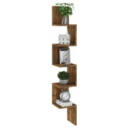 Vidaxl Wall Corner Shelf Smoked Oak 20x20x127.5 Cm Engineered Wood Vidaxl Wall Corner Shelf Smoked Oak 20x20x127.5 Cm Engineered Wood