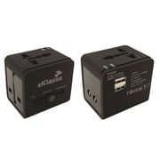 Eklasse Universal Travel Adapter With 2xUSB 5V/2.1A Black EKTA2U03XM Eklasse Universal Travel Adapter With 2xUSB 5V/2.1A Black EKTA2U03XM