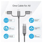 Promate TRIO2 6In1 Charger Cable1.2m Grey