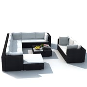 Vidaxl 10 Piece Garden Lounge Set With Cushions Poly Rattan Black Vidaxl 10 Piece Garden Lounge Set With Cushions Poly Rattan Black