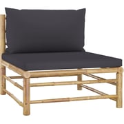 Vidaxl Garden Middle Sofa With Dark Grey Cushions Bamboo Vidaxl Garden Middle Sofa With Dark Grey Cushions Bamboo