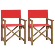 vidaXL Director's Chairs 2 pcs Solid Teak Wood Red vidaXL Director's Chairs 2 pcs Solid Teak Wood Red