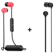 Skullcandy S2DUWK010 JIB Wireless In-Ear Headphones Red + JIB Earbud Wired Earphone