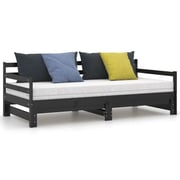 Vidaxl Pull-out Day Bed Black Solid Pinewood 2x Vidaxl Pull-out Day Bed Black Solid Pinewood 2x