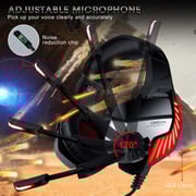 Onikuma K5 Pro - Gaming Headset Headphones for PS4, PC, One, Noise Cancelling with Microphone, LED Light, Black & Red
