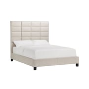 Luxurious Classic High-Profile Upholstered Bed Queen with Mattress Beige