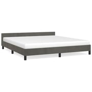 vidaXL Bed Frame with Headboard Dark Grey 180x200 cm 6FT Super King Velvet vidaXL Bed Frame with Headboard Dark Grey 180x200 cm 6FT Super King Velvet
