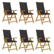 vidaXL Folding Garden Chairs 6 pcs with Cushions Solid Acacia Wood vidaXL Folding Garden Chairs 6 pcs with Cushions Solid Acacia Wood