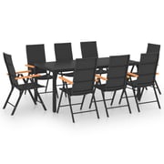 vidaXL 9 Piece Garden Dining Set Black and Brown vidaXL 9 Piece Garden Dining Set Black and Brown
