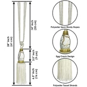 Story@Home Polyster Curtain Tie Back Home Decorative Braided Tassel Rope Tiebacks for Home Room Kitchen Door Window Set of 2, White, 23 Inch Story@Home Polyster Curtain Tie Back Home Decorative Braided Tassel Rope Tiebacks for Home Room Kitchen Door Window Set of 2, White, 23 Inch