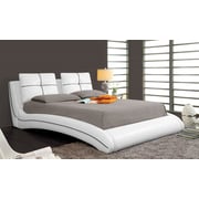 Upholstered Curved Bed Frame King Without Mattress White