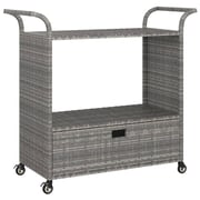 Vidaxl Bar Cart With Drawer Grey 100x45x97 Cm Poly Rattan Vidaxl Bar Cart With Drawer Grey 100x45x97 Cm Poly Rattan