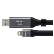 PNY Duo Link 3.0 for Apple devices Cable Design - OTG Flash Drive 64GB Black PNY Duo Link 3.0 for Apple devices Cable Design - OTG Flash Drive 64GB Black