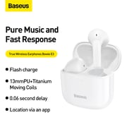 Baseus Bowie E3 Wireless Bluetooth 5.0 TWS Earbuds Earphones Waterproof IP64 White