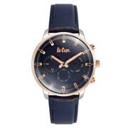 Lee Cooper, LC06984.591, Mens Analog Watch, Navy Blue Dial Multi-Function 3 Hands Navy Blue Leather Strap