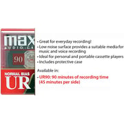 Maxell Ur 90 Normal Bias Blank Audio Recording Cassette Tape, Low Noise, 90 Minute Recording Time