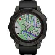 Garmin 0100254021 Fenix 7 Sapphire Solar Smart Watch 47mm Carbon Grey DLC Titanium With Black Band