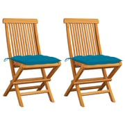 vidaXL Garden Chairs with Light Blue Cushions 2 pcs Solid Teak Wood vidaXL Garden Chairs with Light Blue Cushions 2 pcs Solid Teak Wood
