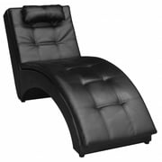 Vidaxl Black Artificial Leather Chaise Longue With Pillow Vidaxl Black Artificial Leather Chaise Longue With Pillow