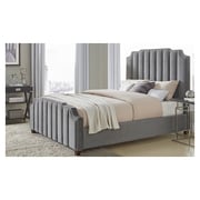 Chareau Velvet Upholstered Nailhead King Bed without Mattress Grey Chareau Velvet Upholstered Nailhead King Bed without Mattress Grey