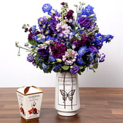 Purple & Blue Flower Arrangement With Truffles