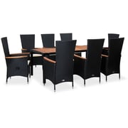 Vidaxl 9 Piece Outdoor Dining Set Poly Rattan Acacia Wood Black Vidaxl 9 Piece Outdoor Dining Set Poly Rattan Acacia Wood Black