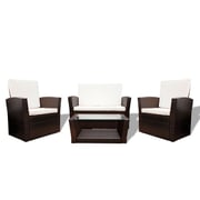 Vidaxl 4 Piece Garden Lounge Set With Cushions Poly Rattan Brown Vidaxl 4 Piece Garden Lounge Set With Cushions Poly Rattan Brown
