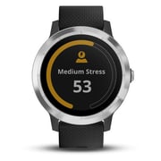 Garmin Vivoactive 3 Stainless Steel Smart Watch Black With GPS Black Silicone Strap