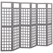 Vidaxl 6-panel Room Divider/trellis Solid Fir Wood Grey 242.5x180 Cm Vidaxl 6-panel Room Divider/trellis Solid Fir Wood Grey 242.5x180 Cm