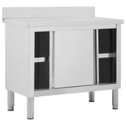 vidaXL Work Table with Sliding Doors 100x50x(95-97) cm Stainless Steel vidaXL Work Table with Sliding Doors 100x50x(95-97) cm Stainless Steel