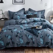 King Size MultiColored Banana Leaves Design Bedding Set of 6 Pieces