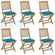 vidaXL Folding Garden Chairs 6 pcs with Cushions Solid Acacia Wood vidaXL Folding Garden Chairs 6 pcs with Cushions Solid Acacia Wood