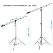 Coopic L2188 Stainless Steel Boom Light Stand Max Height 71inch/180cm With 88inch/224cm Holding Arm, 4 Kilograms Counter Weight Light Stand For Monolight Strobe Light Ring Light Softbox And More