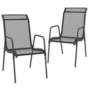 vidaXL Garden Chairs 2 pcs Steel and Textilene Black vidaXL Garden Chairs 2 pcs Steel and Textilene Black