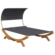 vidaXL Outdoor Lounge Bed with Canopy 165x203x126cm Solid Bent Wood Anthracite vidaXL Outdoor Lounge Bed with Canopy 165x203x126cm Solid Bent Wood Anthracite