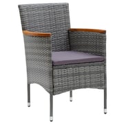 vidaXL 9 Piece Garden Dining Set with Cushions Poly Rattan Grey vidaXL 9 Piece Garden Dining Set with Cushions Poly Rattan Grey