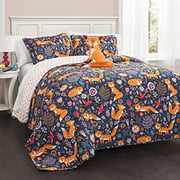 Lush Decor Pixie Fox Quilt Reversible 3 Piece Bedding Set, Twin, Navy Lush Decor Pixie Fox Quilt Reversible 3 Piece Bedding Set, Twin, Navy