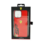 Ferrari Pu Leather Case With Printed Big Sf Logo For Iphone 14 Pro Max Red