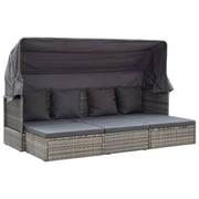 vidaXL Garden Lounge Bed with Roof Mixed Grey Poly Rattan vidaXL Garden Lounge Bed with Roof Mixed Grey Poly Rattan