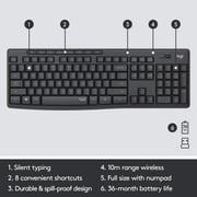 Logitech MK295 Wireless Keyboard + Mouse Combo Black English/Arabic