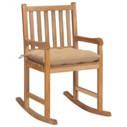 vidaXL Rocking Chair with Beige Cushion Solid Teak Wood vidaXL Rocking Chair with Beige Cushion Solid Teak Wood