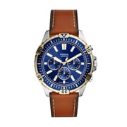 Fossil Garrett Men's Blue Dial Leather Analog Watch - Fs5625 Fossil Garrett Men's Blue Dial Leather Analog Watch - Fs5625