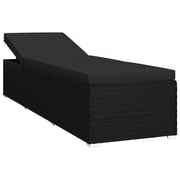Vidaxl Sun Lounger With Cushion And Tea Table Poly Rattan Black Vidaxl Sun Lounger With Cushion And Tea Table Poly Rattan Black