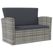 vidaXL 8 Piece Garden Lounge Set with Cushions Poly Rattan Grey vidaXL 8 Piece Garden Lounge Set with Cushions Poly Rattan Grey